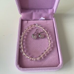 925 silver rose quartz earrings and pink quartz crystal bracelet